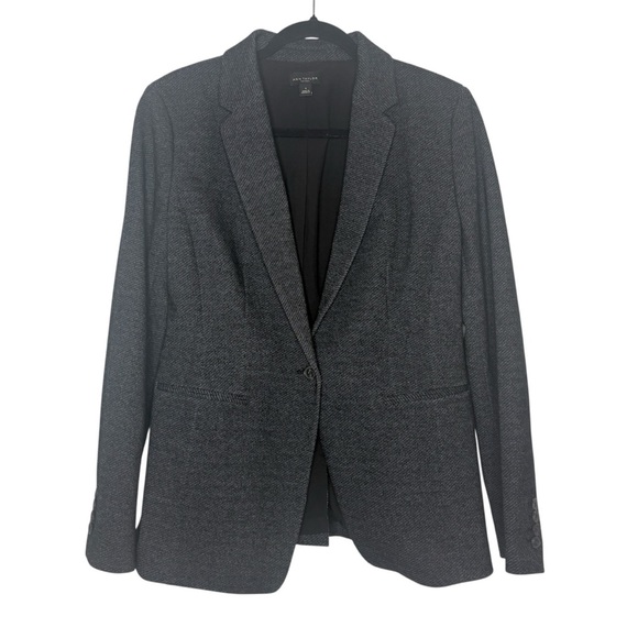 Ann Taylor Factory Gray and Black One Button Blazer Size 8 Career - Picture 1 of 7